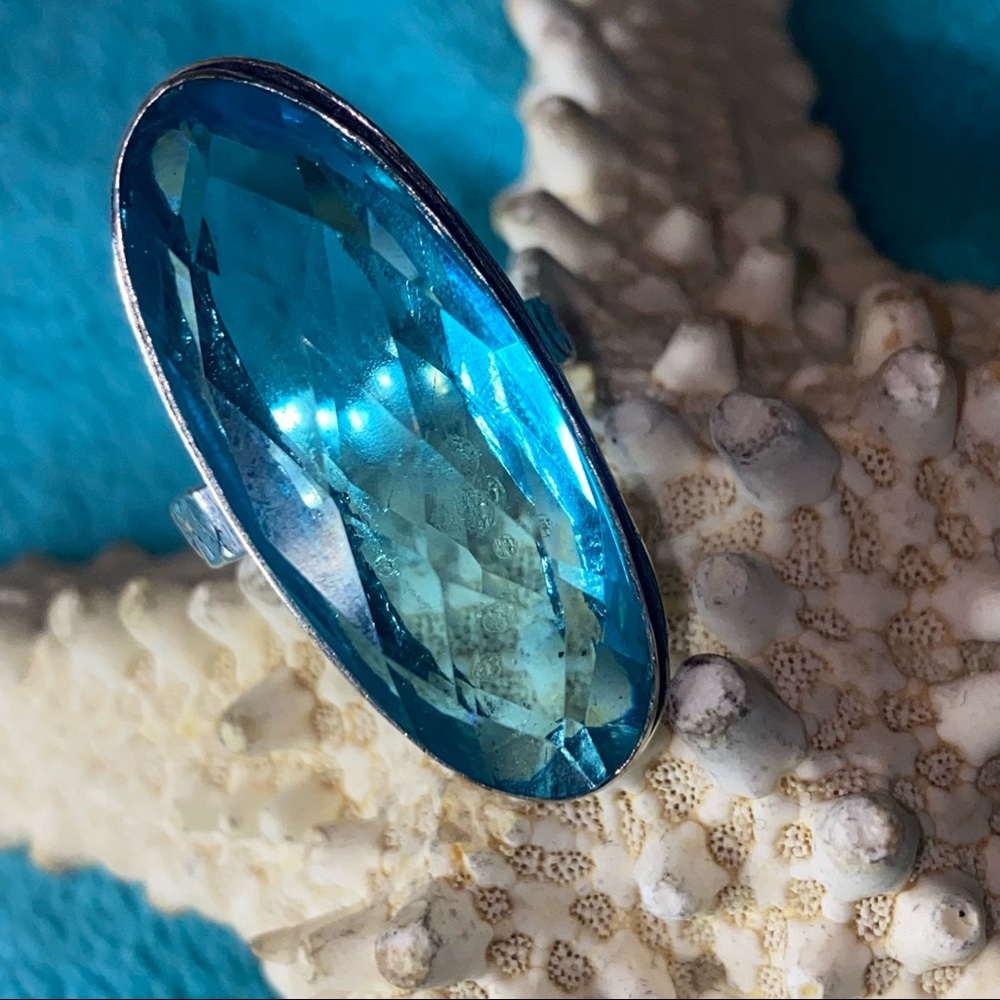Sparkling Swiss Blue Topaz Handcrafted 925 Silver ring